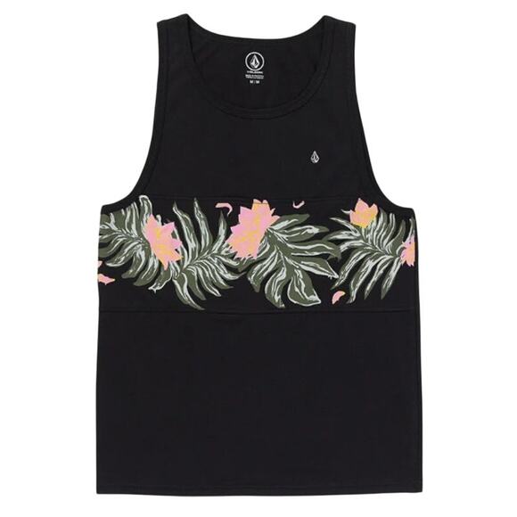 Volcom Summerside Floral Striped Tank Top Black - Picture 1 of 7